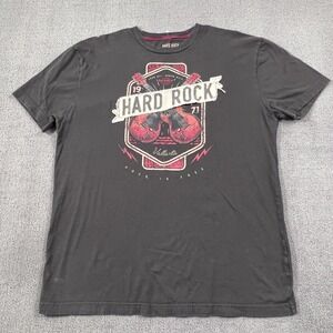 Hard Rock Shirt Adult Large Gray Short Sleeve Casual Distressed Men's
